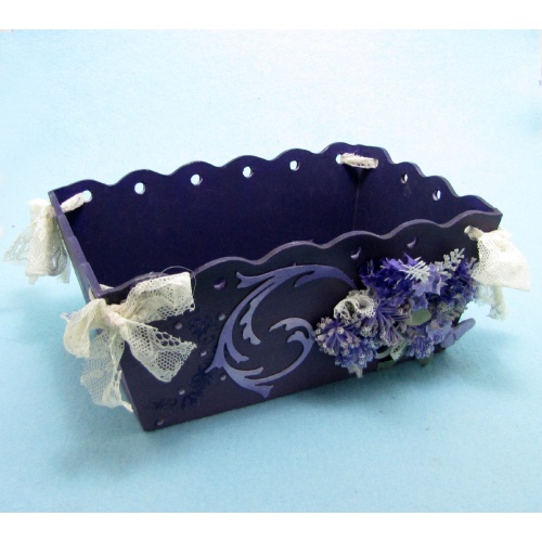 Ilkys SPT02 El Boyaması Ahşap Sepet 18x27x11cm