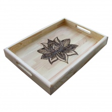 B&D Yakma Mandala Desenli Masif Tepsi 35x48cm