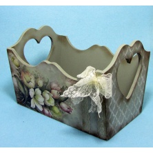 Ilkys SPT01 El Boyaması Ahşap Sepet 18x27x11cm