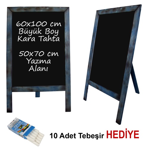 B&D Ahşap Çerçeveli Kara Tahta Yazı Tahtası Antik Mavi Yorumları