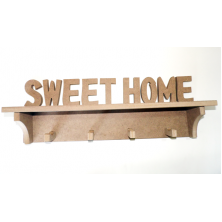 Ham Mdf Sweet Home Raflı Askılık 47x16x9cm Ham Mdf Sweet Home Raflı Askılık 47x16x9cm