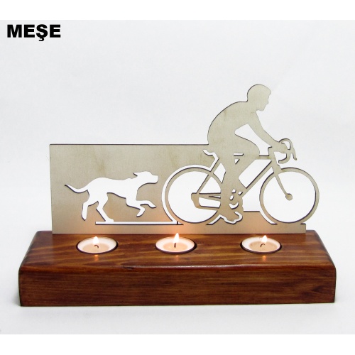 B&D Ahşap Tealight Mumluk Bisiklet Görsel 3