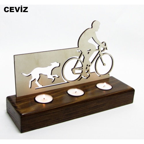 B&D Ahşap Tealight Mumluk Bisiklet Görsel 4