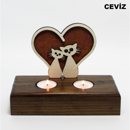 B&D Ahşap Tealight Mumluk Catlove Görsel 4