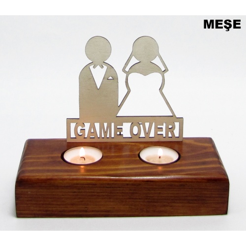 B&D Ahşap Tealight Mumluk Game Over Görsel 3