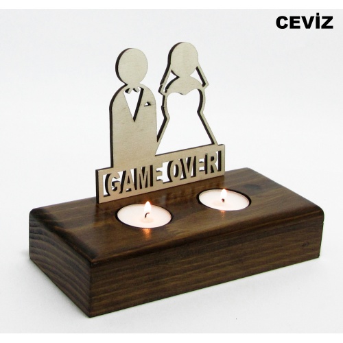 B&D Ahşap Tealight Mumluk Game Over Görsel 4