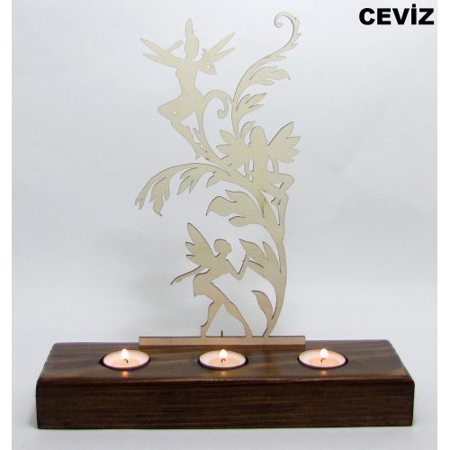 B&D Ahşap Tealight Mumluk Melekler Görsel 4