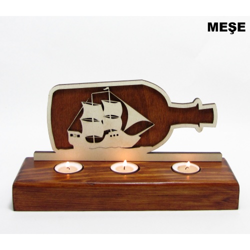 B&D Ahşap Tealight Mumluk Yelkenli Görsel 3